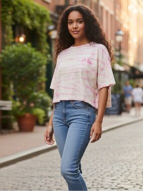 PINK Victoria's Secret Pink Tie-Dye Crop Tee